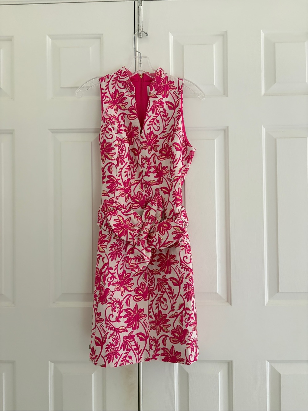 Lilly Pulitzer Pink Floral Sheath Dress on Cream